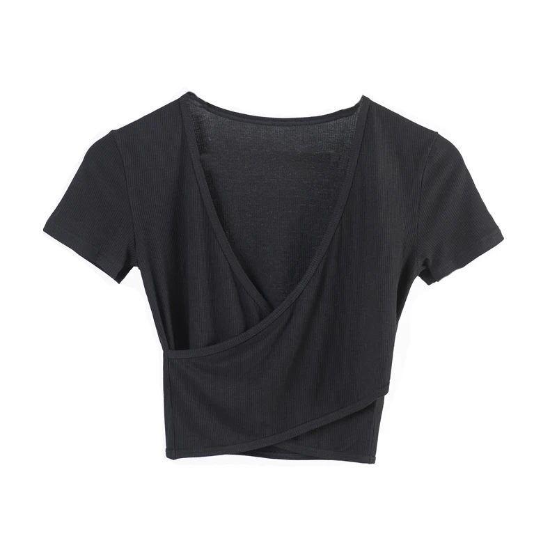【莫代尔罗纹】D41003高级感瑜伽服新款瑜伽上衣短袖女夏裸感t裇