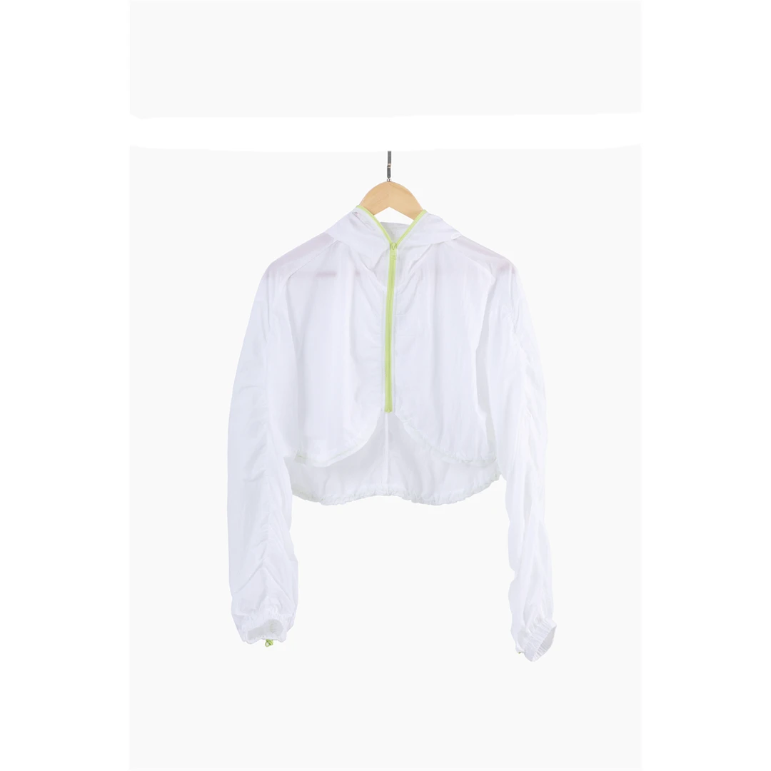 【超轻量防晒】W41-016连帽运动外套女抽绳瑜伽上衣夏透气健身长袖