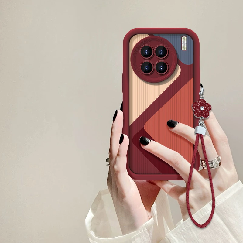 适用于VIVO X90拼接彩色块手机壳天眼阶梯全包硅胶防摔创意女款