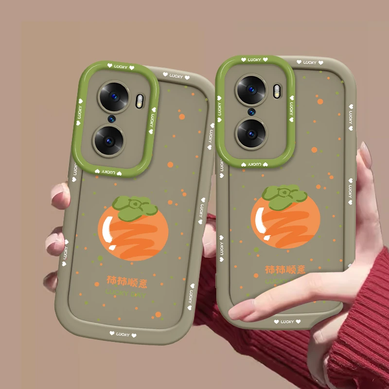 适用于华为荣耀60柿柿顺意手机壳软硅胶泡芙壳全包小众女款防摔壳