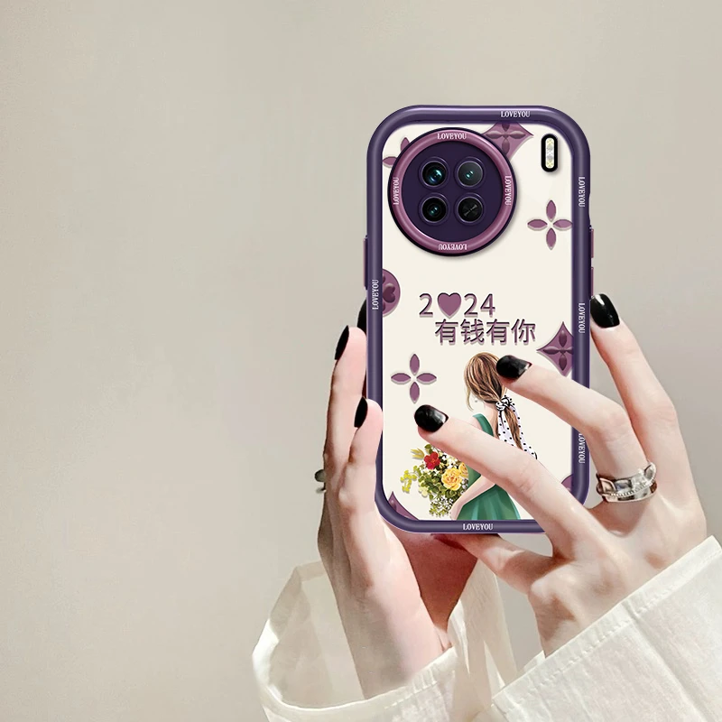 适用于vivo X90有钱有你手机壳奶油硅胶全包女款小众创意防摔壳