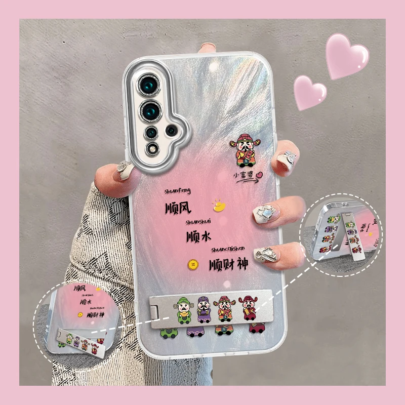 适用于华为nova5Pro顺水顺财神手机壳新款精孔羽纱全包女款防摔