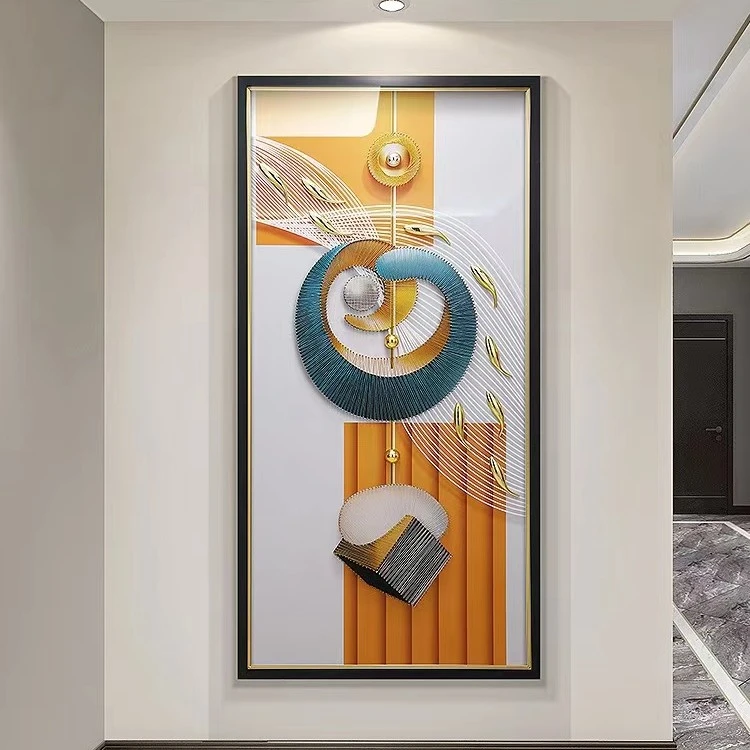 玄关装饰画客厅背景墙立体手工实物画走廊过道高端大气竖版挂画