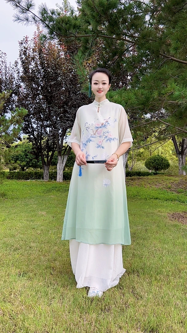 592款 国风连衣裙新中式夏季中长款 白色里衬气质复古中国风古风