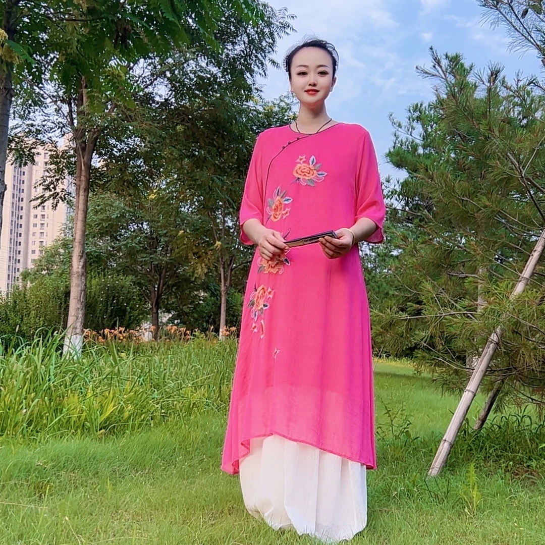 637款 国风新中式绣花连衣裙夏季时尚复古