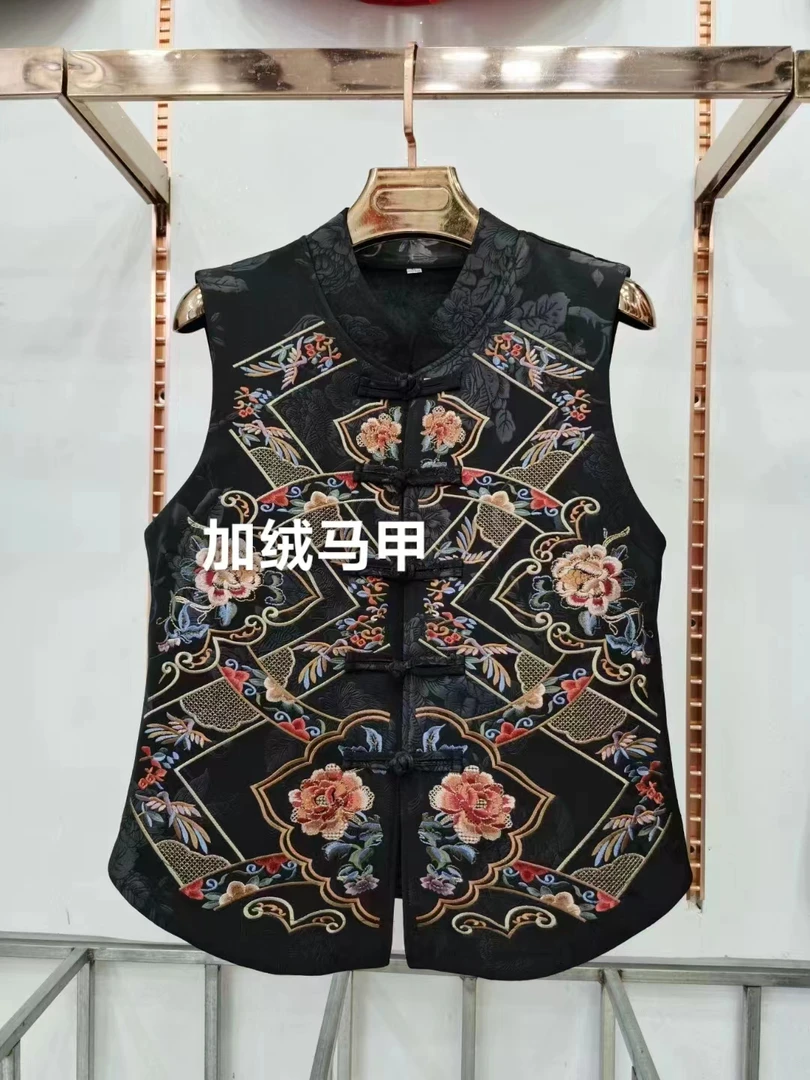 623新款  国风绣花加厚马甲时尚显瘦复古气质百搭秋冬修身
