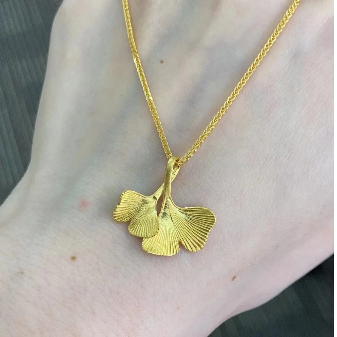 足金999双银杏叶吊坠(不含链）
