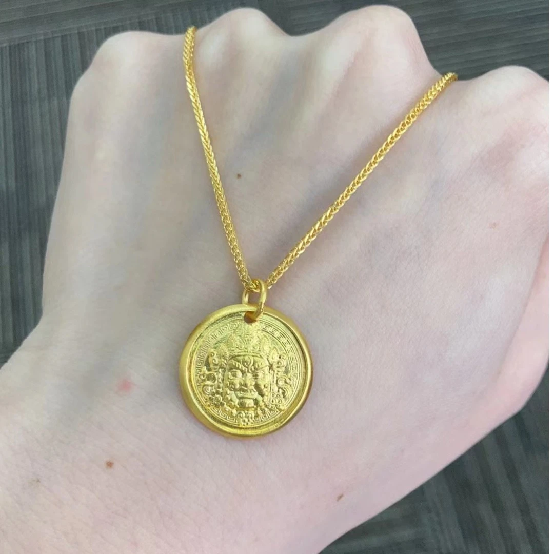 足金999 黄财神吊坠（不含链)圆