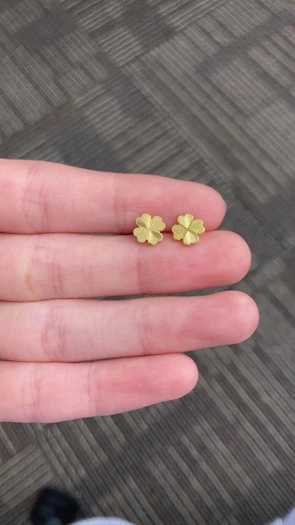 足金999 爱心四草耳针