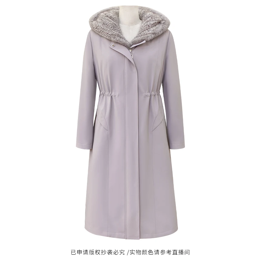 110长款拉链款水貂帽连帽兔毛内胆尼克服保暖尼克服外套2326款