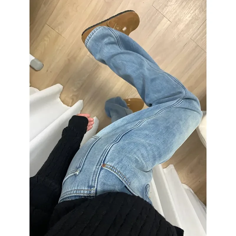 高腰牛仔裤女裤子季大码女装拖地裤子爆款窄版直筒裤子小个子九分