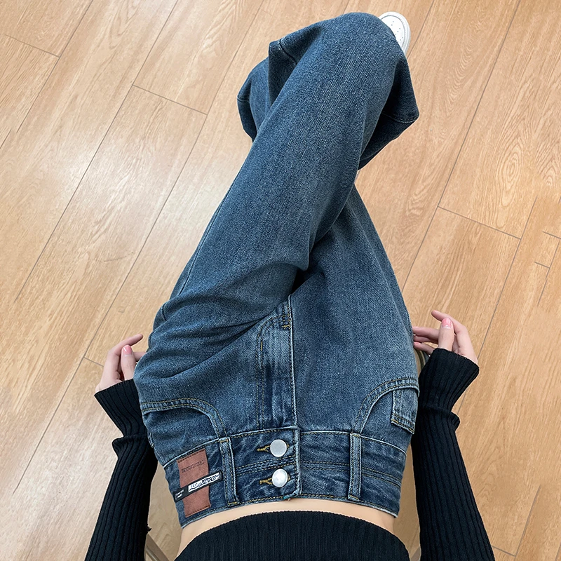 阔腿牛仔裤女2025年裤子裤子裤子高腰宽松爆款小个子拖地长裤窄版