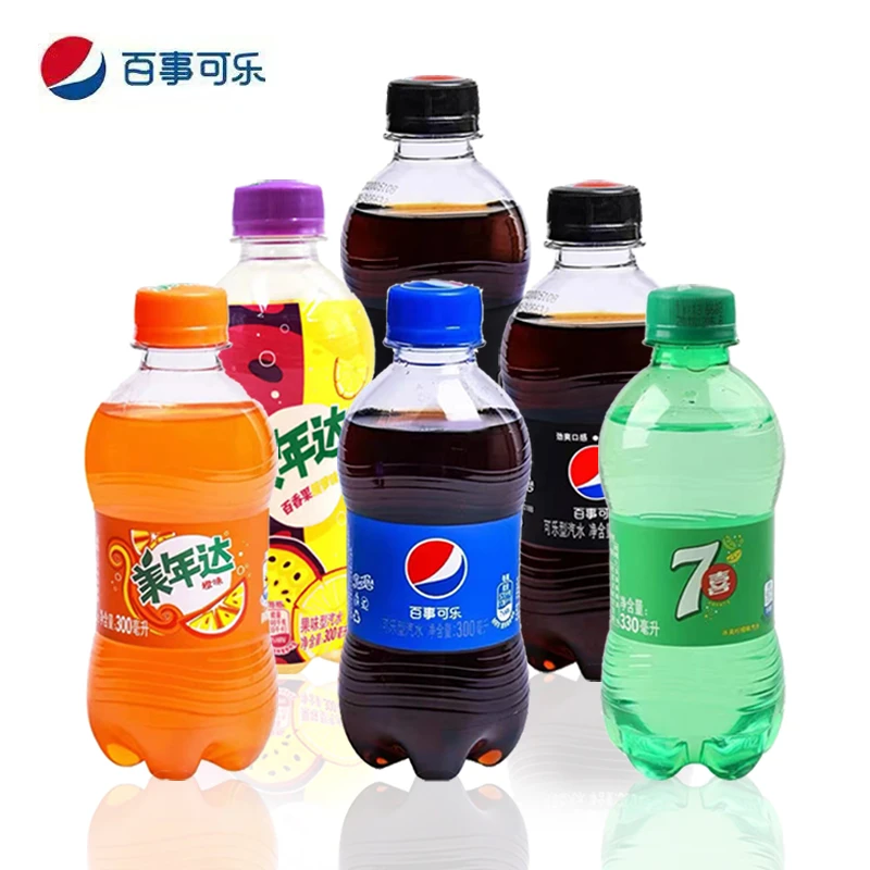 【9瓶包邮】百事可乐6种口味七喜美年达潮流汽水饮料300ml简趣猫