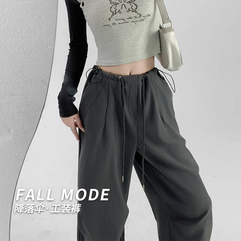 温喆美式薄款降落伞工装裤夏季新款宽松显瘦休闲时尚外穿阔腿裤