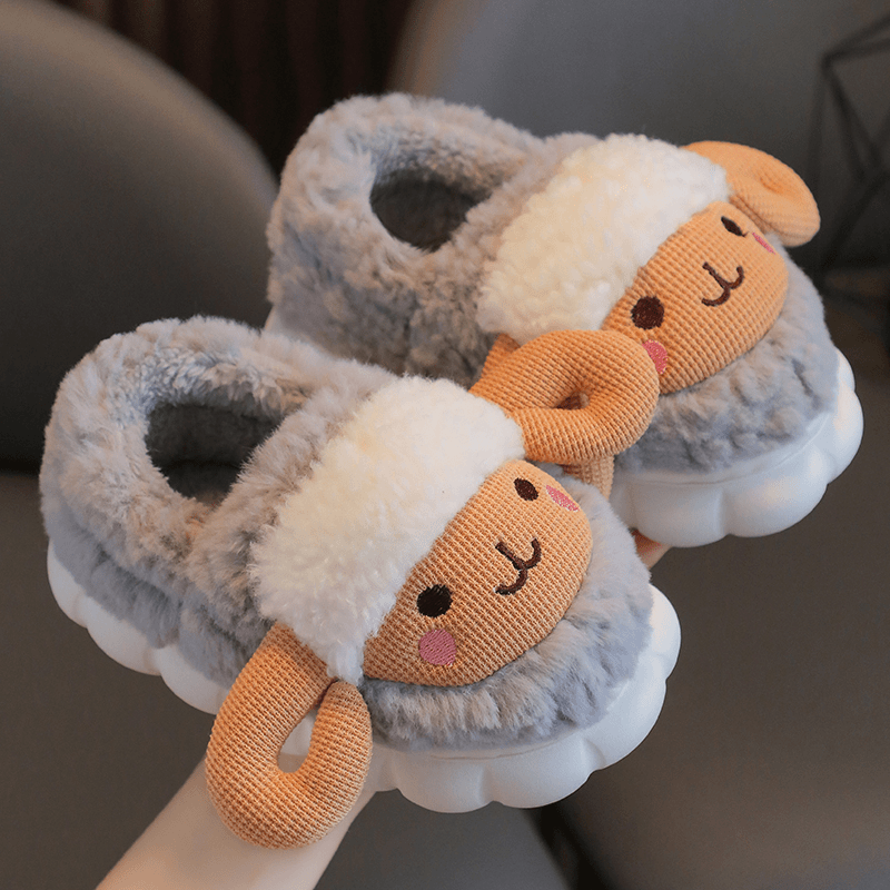 儿童包跟棉拖鞋冬家居家保暖防滑男童女童婴幼儿可爱宝加绒棉鞋SD