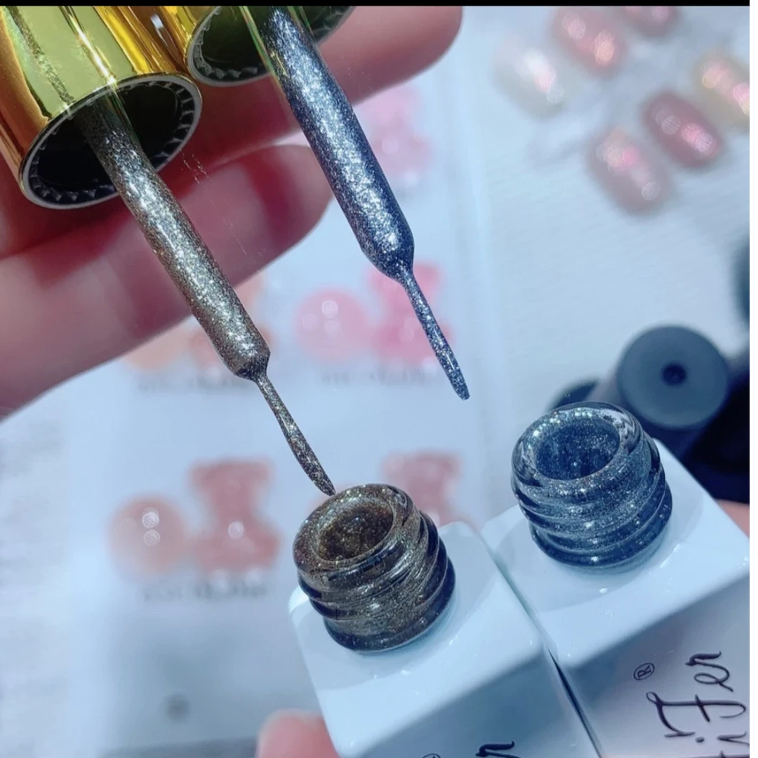 希妹美甲高密金银铂金勾边胶单瓶