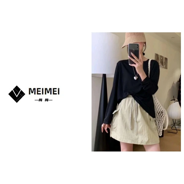 XMM.《大口袋工装半身裙》夏季时尚百搭洋气休闲小众抽绳工装半身裙