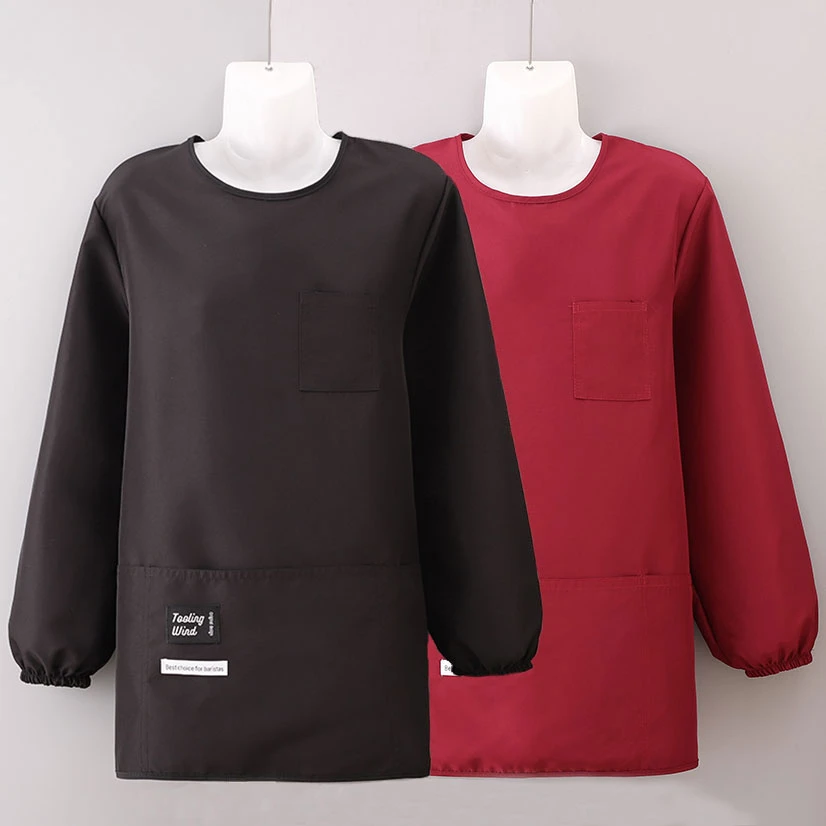 新款长袖防污耐磨罩衣防油时尚家用防泼水厨房做饭围裙工作服定制