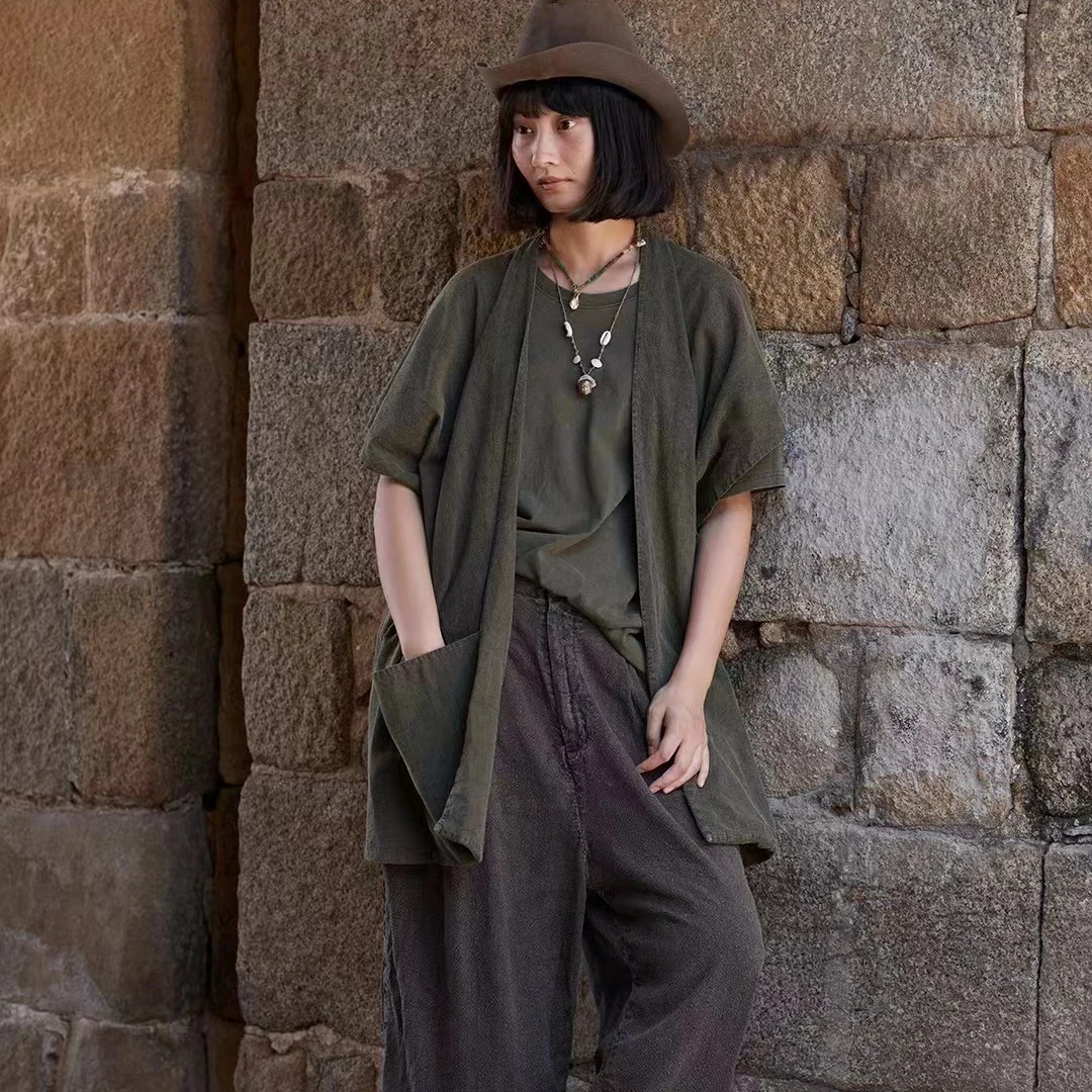 24SS8010上衣女外套运动时尚休闲百搭夏季复古宽松纯色春夏不规则