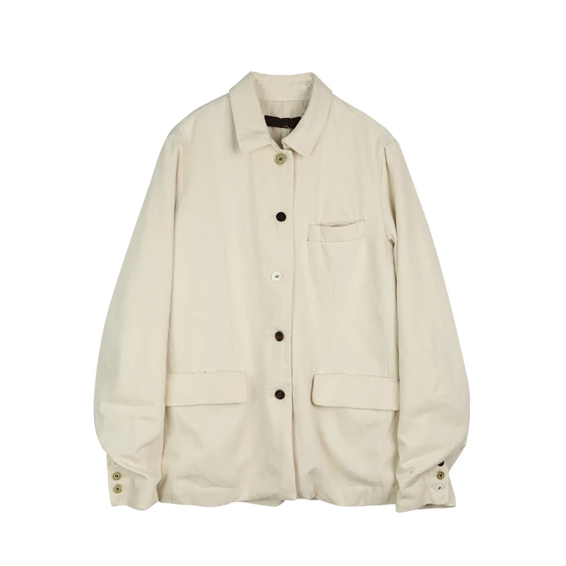 左岸迷香原创设计休闲户外立领白色外套 宽松帅气上衣 22FW8011