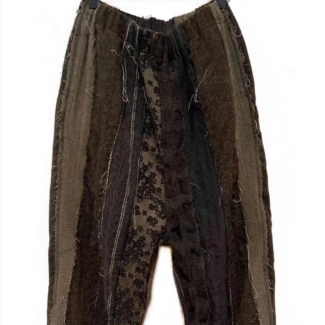 22FW3012左岸迷香拼接设计长款休闲裤子