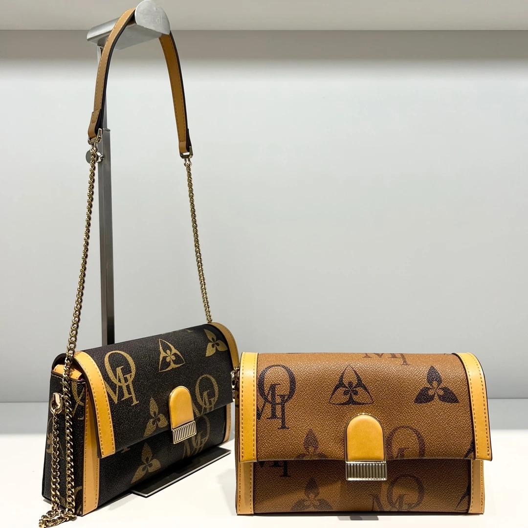 欧米OMI箱包2024新款PVC复古时尚大容量链接单肩斜挎包包女小方包