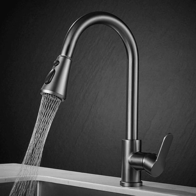 九牧王厨房抽拉水龙头冷热全铜洗菜盆多功能防溅水伸缩头水槽龙头