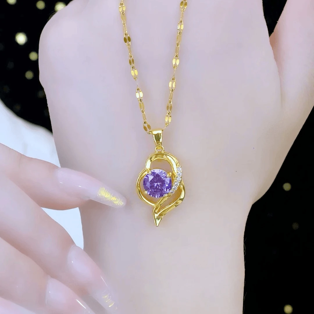 钛钢项链 心有所属项链简约颈链时尚锁骨链金色素款灵动轻奢气质