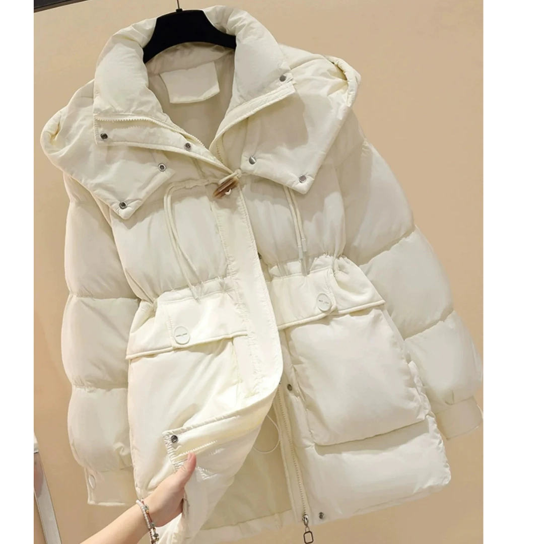 欣荷沐冬季新款胖mm棉服中长款百搭显瘦爆款宽松可收腰加厚外套