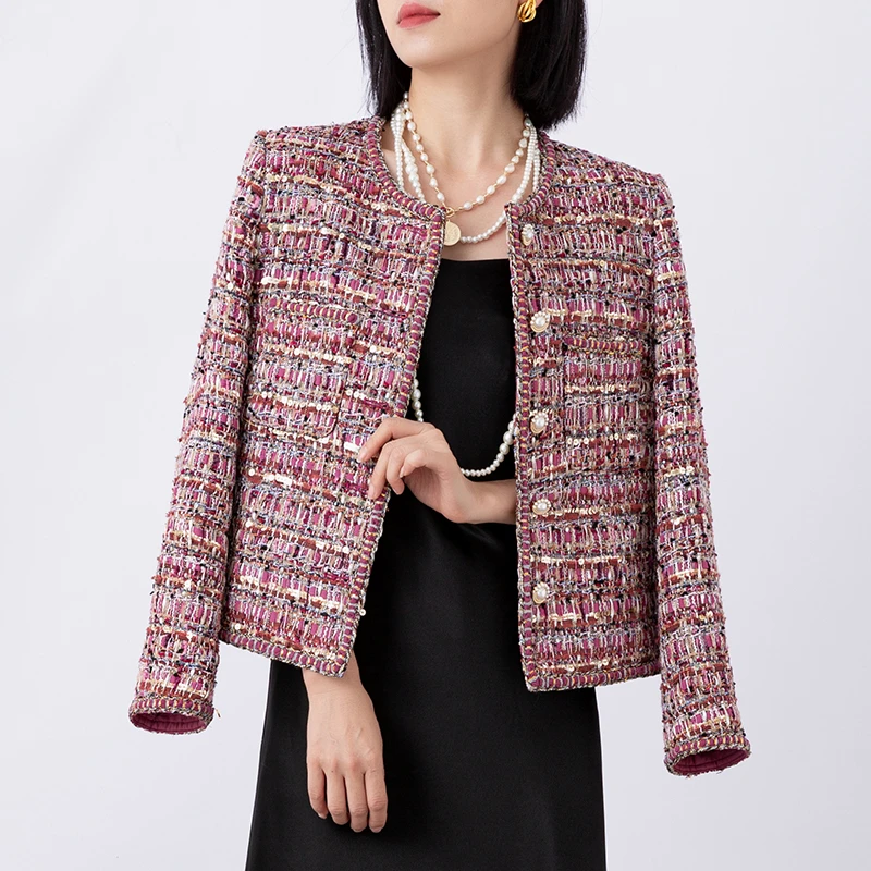 【琉璃】春季百搭时尚法式优雅高奢编织小香风上衣女外套 TUCC336