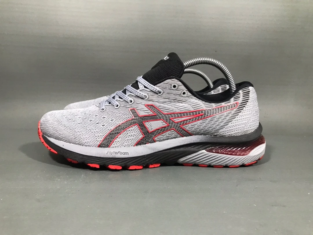 42.5码 亚瑟士 舒适透气 灰红跑步鞋运动鞋/无原盒