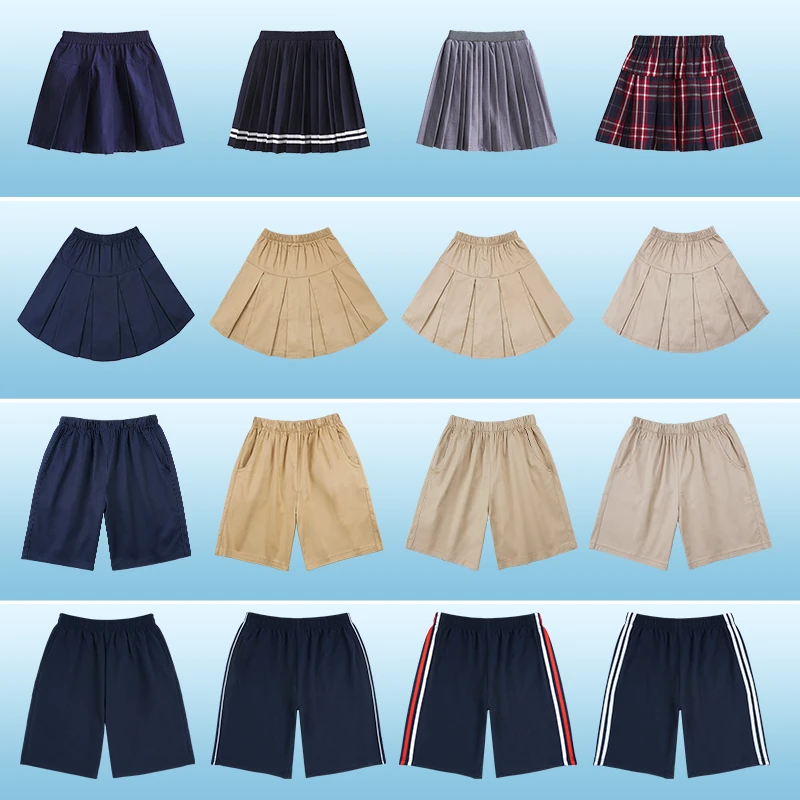 中小学生英伦校服短裤短裙夏季儿童藏青色卡其色五分中裤演出表演