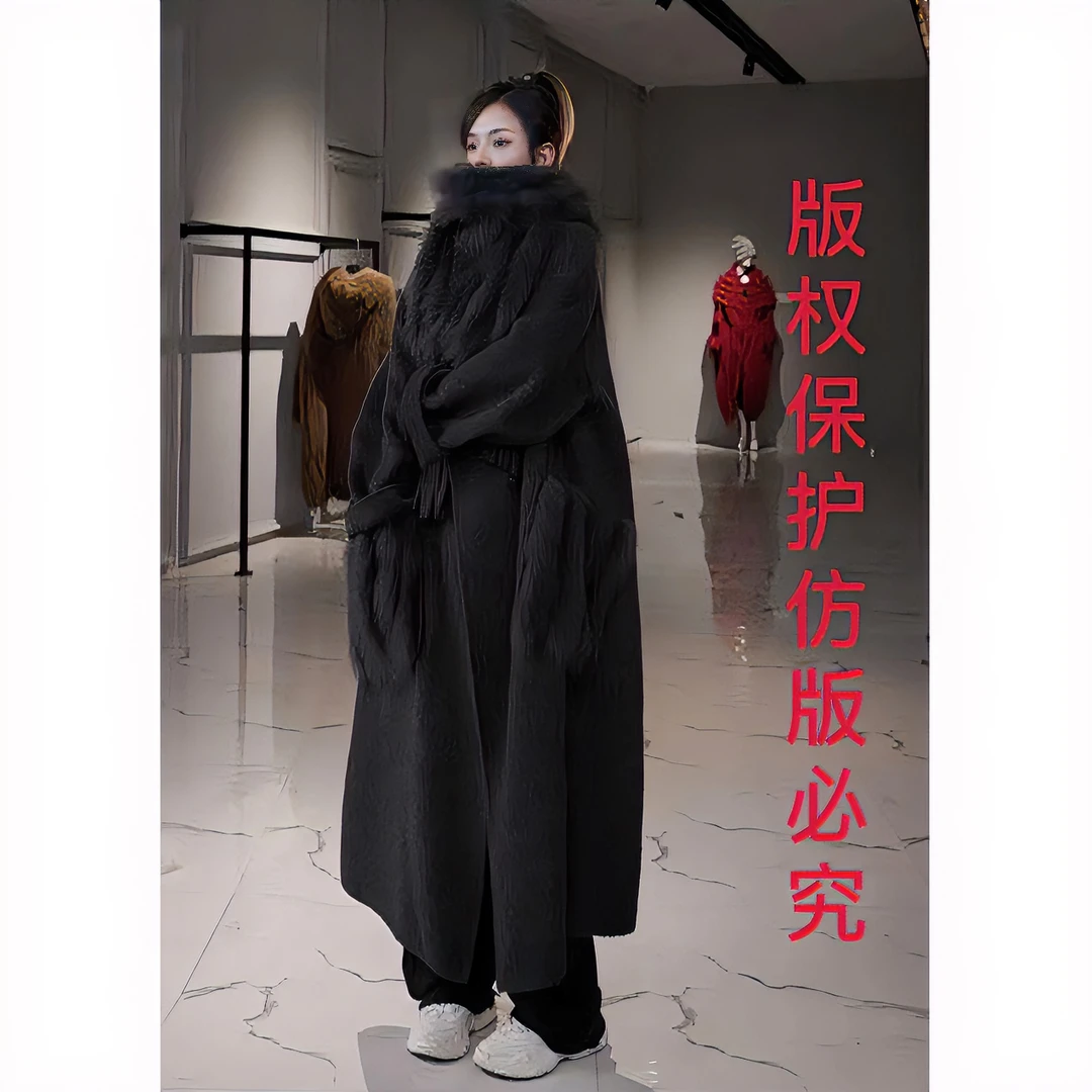 【思语】CC0623 设计师大牌欧版宽松显瘦时尚骆驼绒大衣