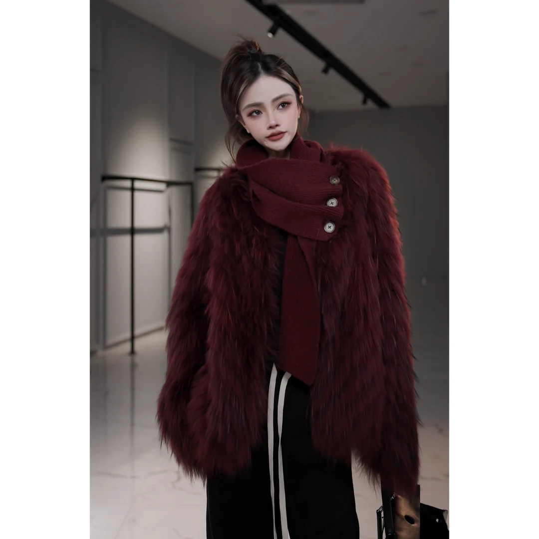 【思语】“旋律” CC881130 进口稀有貉子毛短款皮草外套