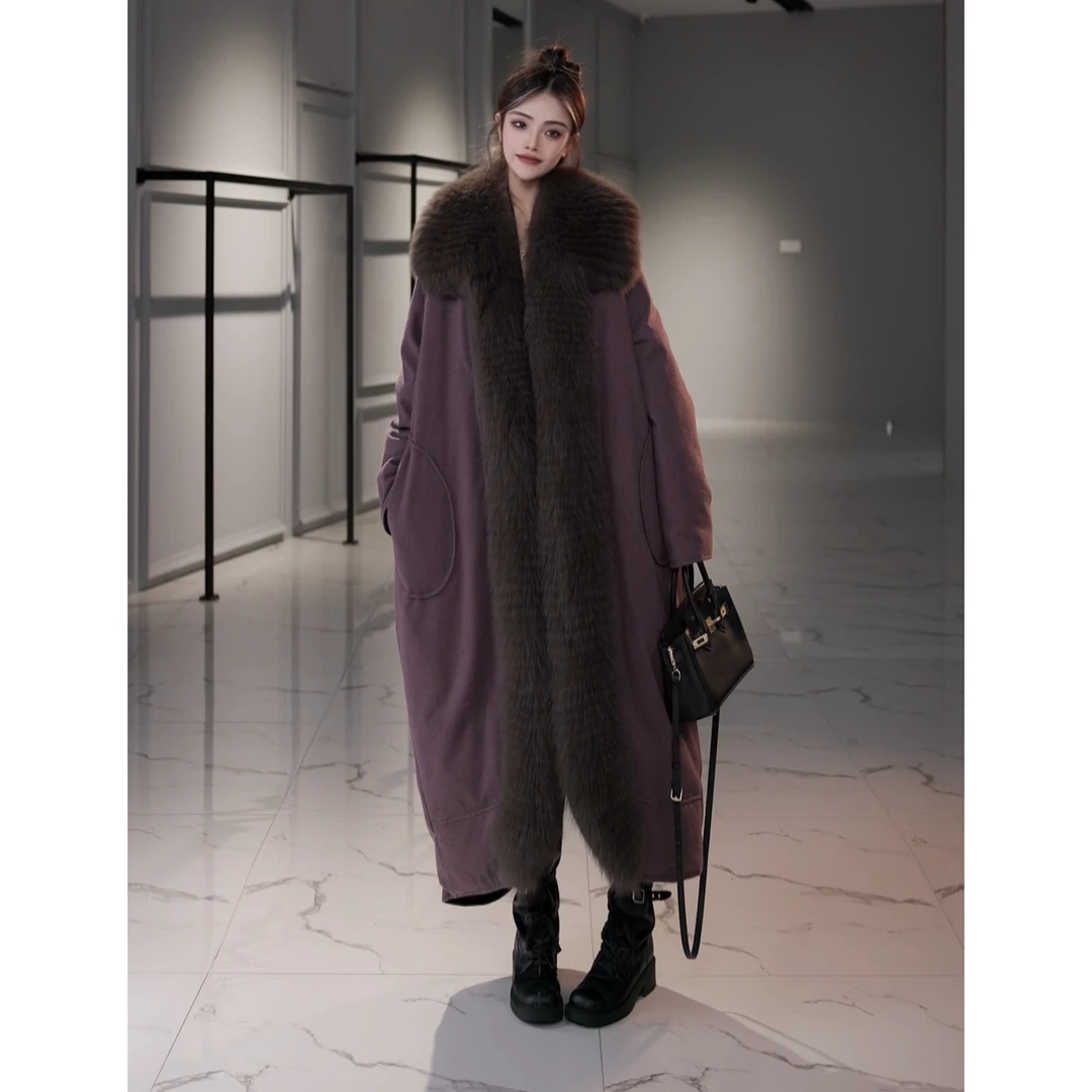 【思语】“大鱼海棠” CC880921 设计师款狐狸毛皮草鹅绒服长款外套