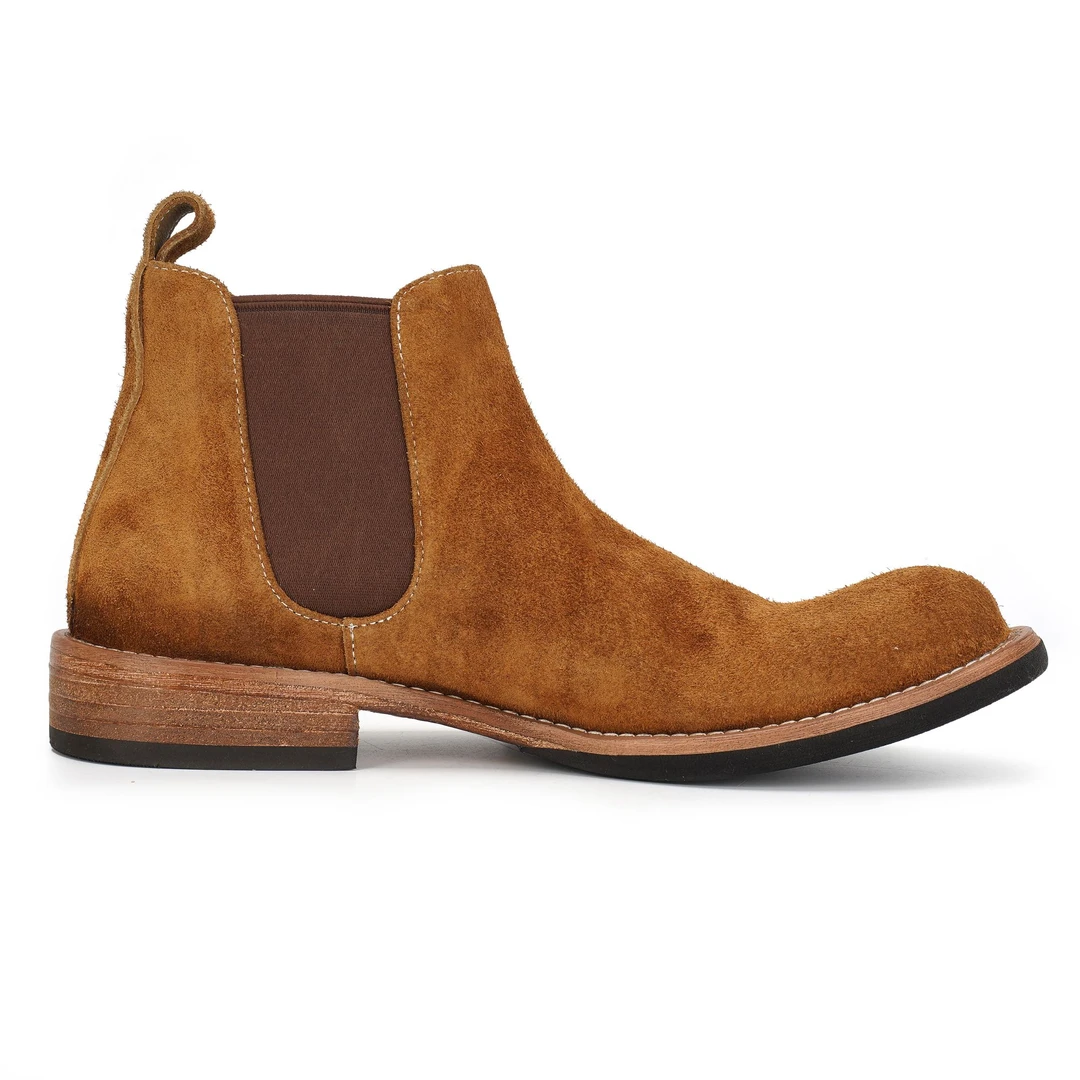 2025新款重工复古马皮翻毛切尔西靴男爆款中帮水洗手工高端潮鞋男