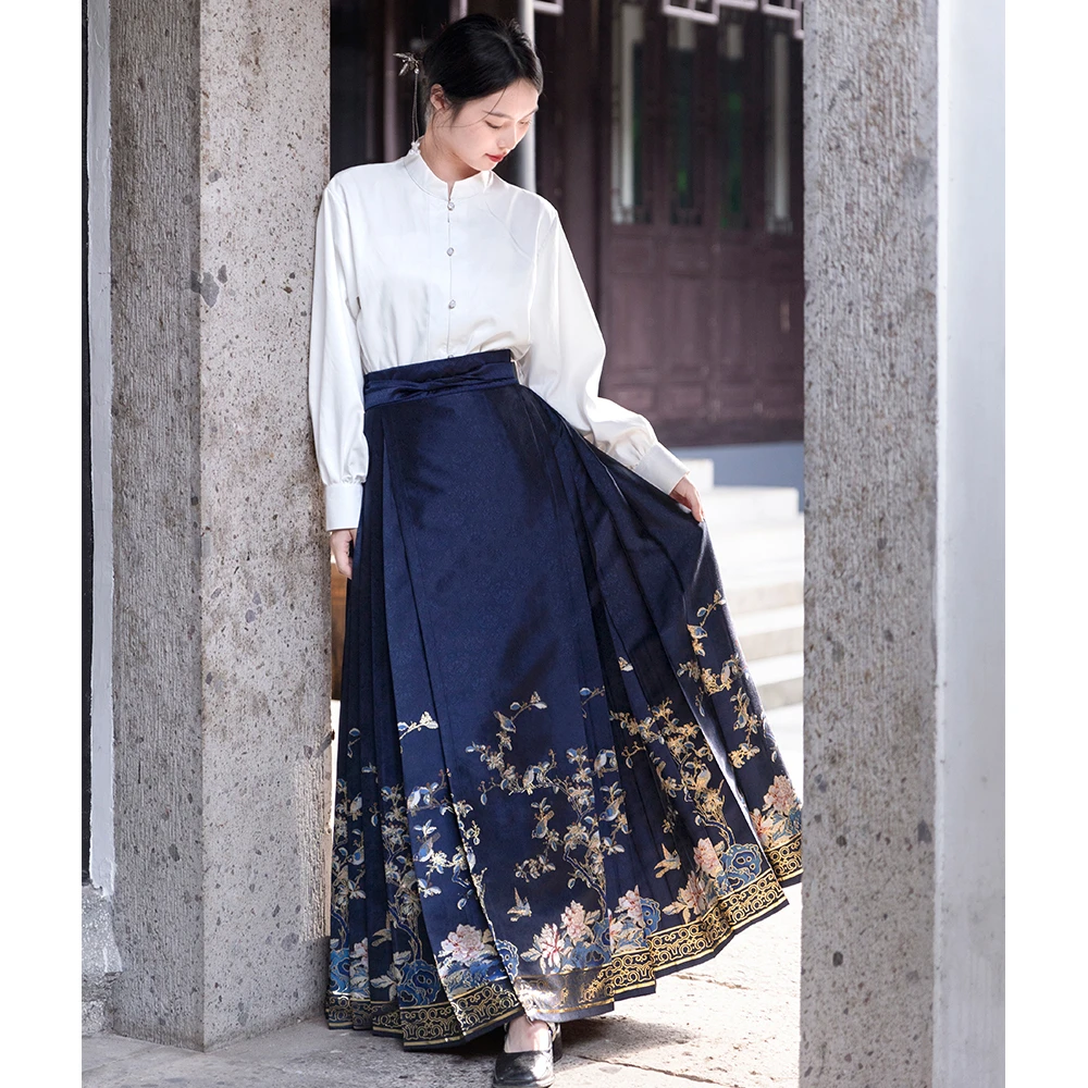 玉丝织造【锦绣繁华】明制马面裙提花暗纹春夏日常古风百褶