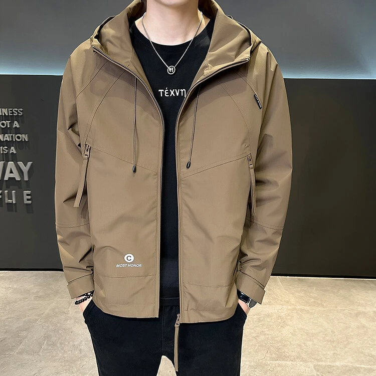 英伦秋季2024新款男士冲锋衣户外潮流休闲男装外套连帽夹克上衣