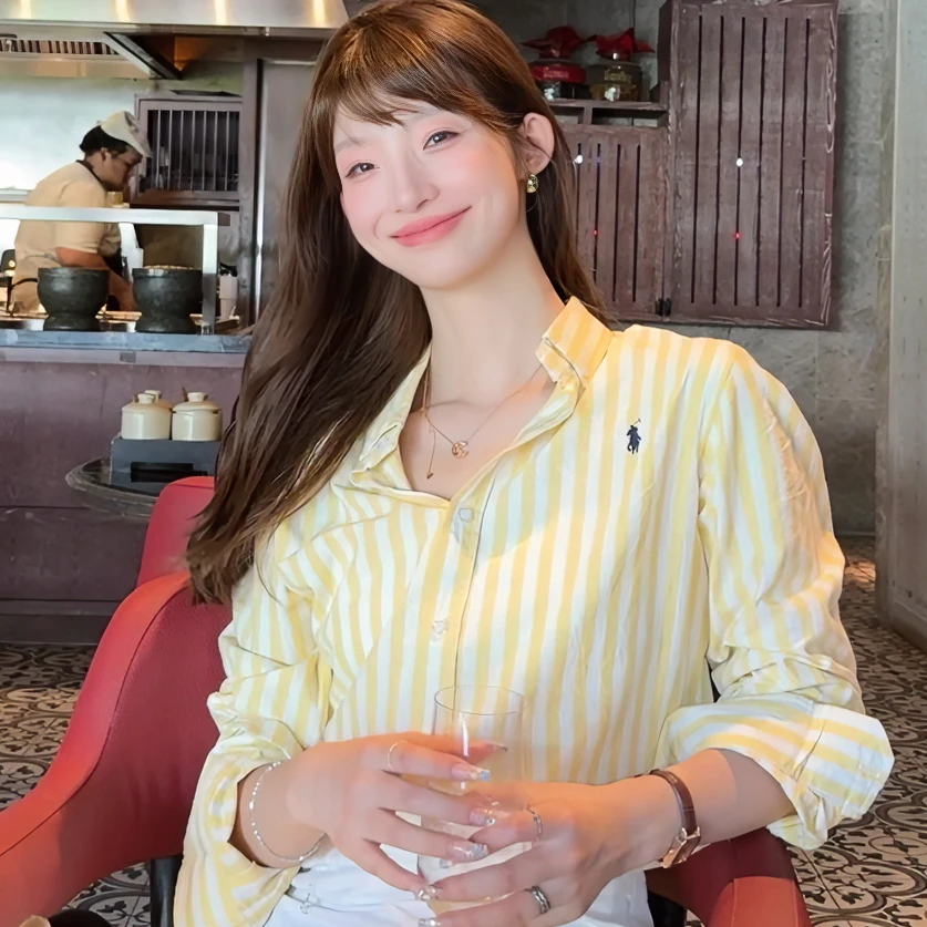 Upward Molly【那不勒斯黄】100亚麻肌理感透气色织松弛感条纹衬衫