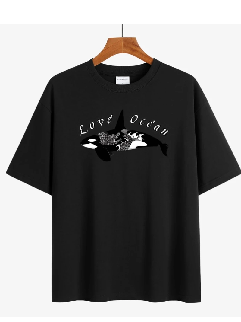 2024年新款虎鲸腾龙艺术重磅t恤卫衣 男女情侣同款休闲宽松