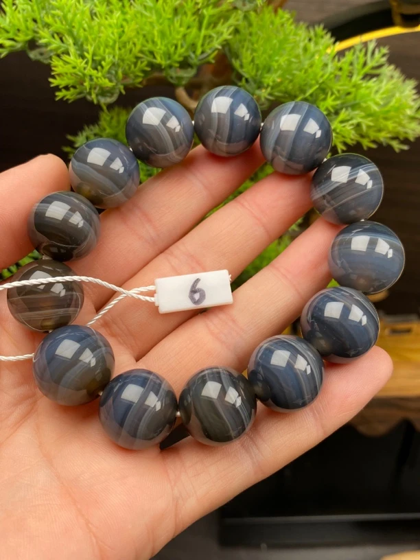6号 18mm 同料单圈手串 天然巴西玛瑙 俏色同料手串 男士手串