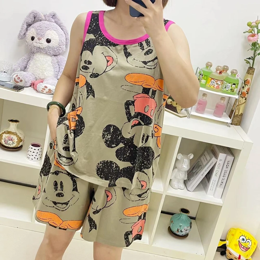 （女士砍袖短裤）夏季时尚加肥加大宽松舒适卡通满印女士家居服