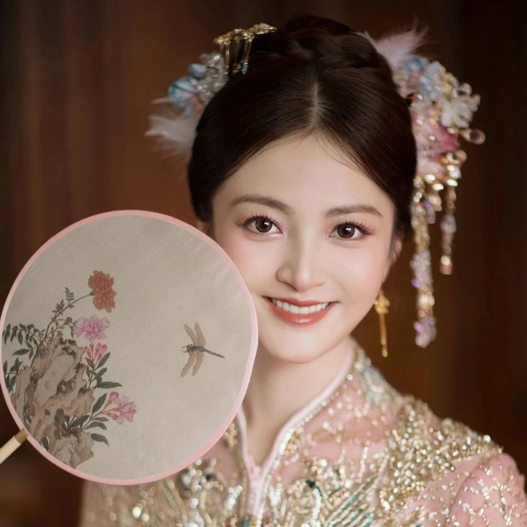 减龄幼态新中式绢花发簪新娘结婚饰品彩色系秀禾头饰