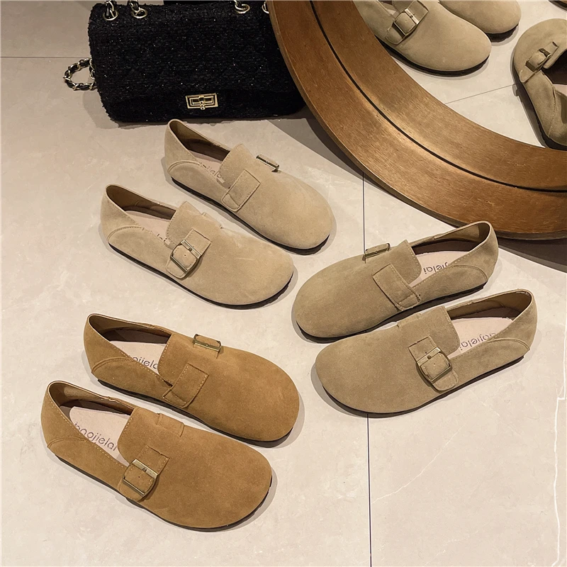 勃肯鞋女平底单鞋2024年新款春秋豆豆鞋丑萌软底懒人一脚蹬博肯鞋