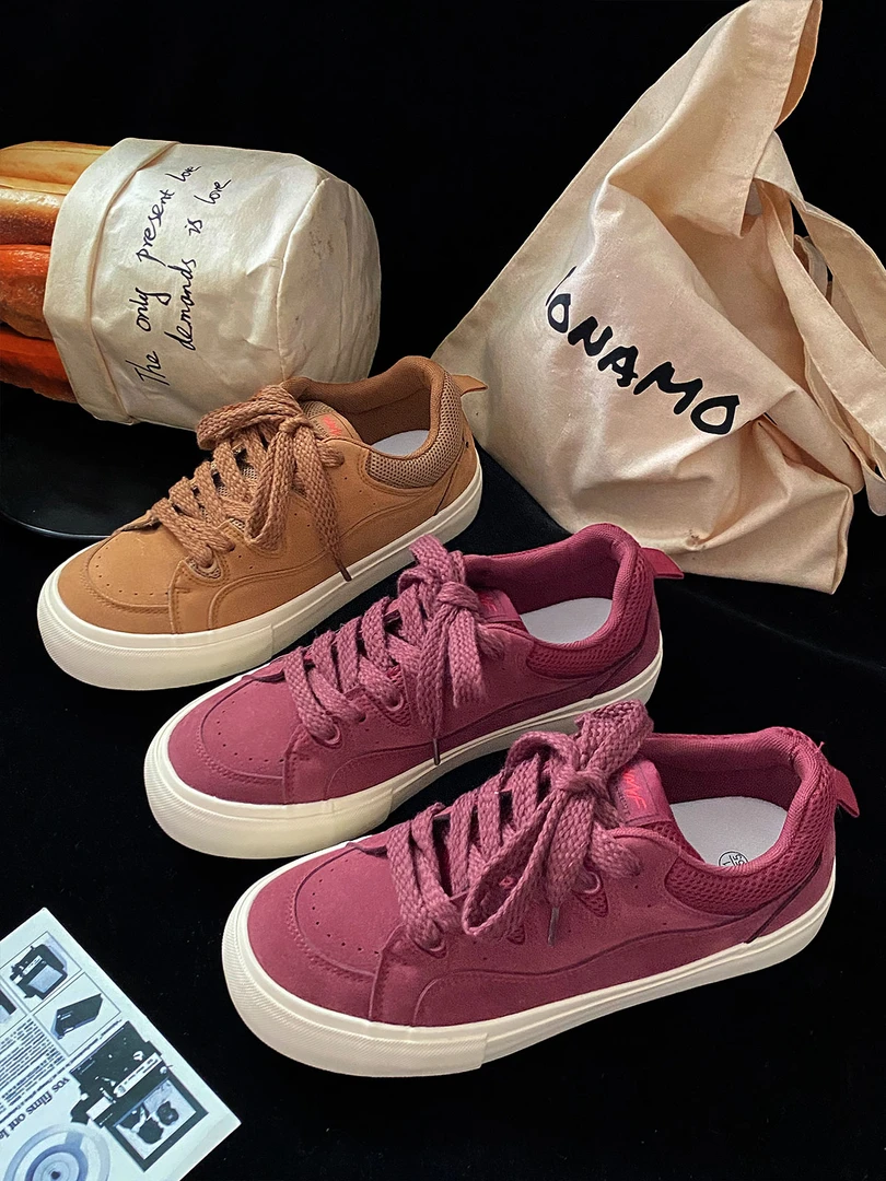 高级小众原创设计感酒红色板鞋男2025夏百搭透气网面厚底板鞋子潮