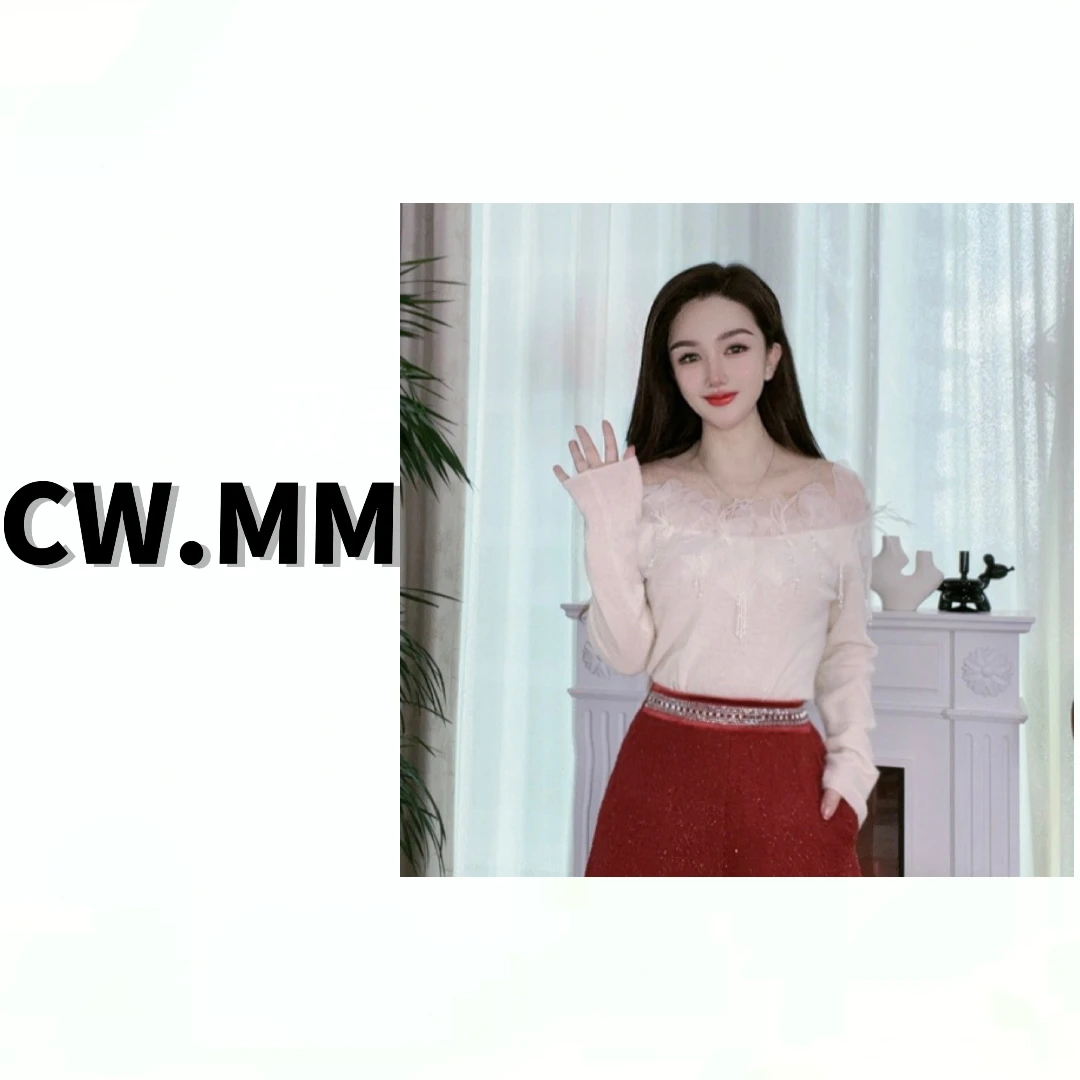 CW.MM 【人间白茶】手缝花瓣毛毛水晶流苏上衣