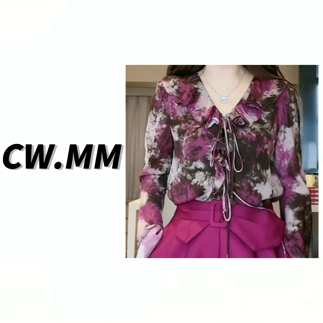 CW.MM ~V领花色长袖上衣