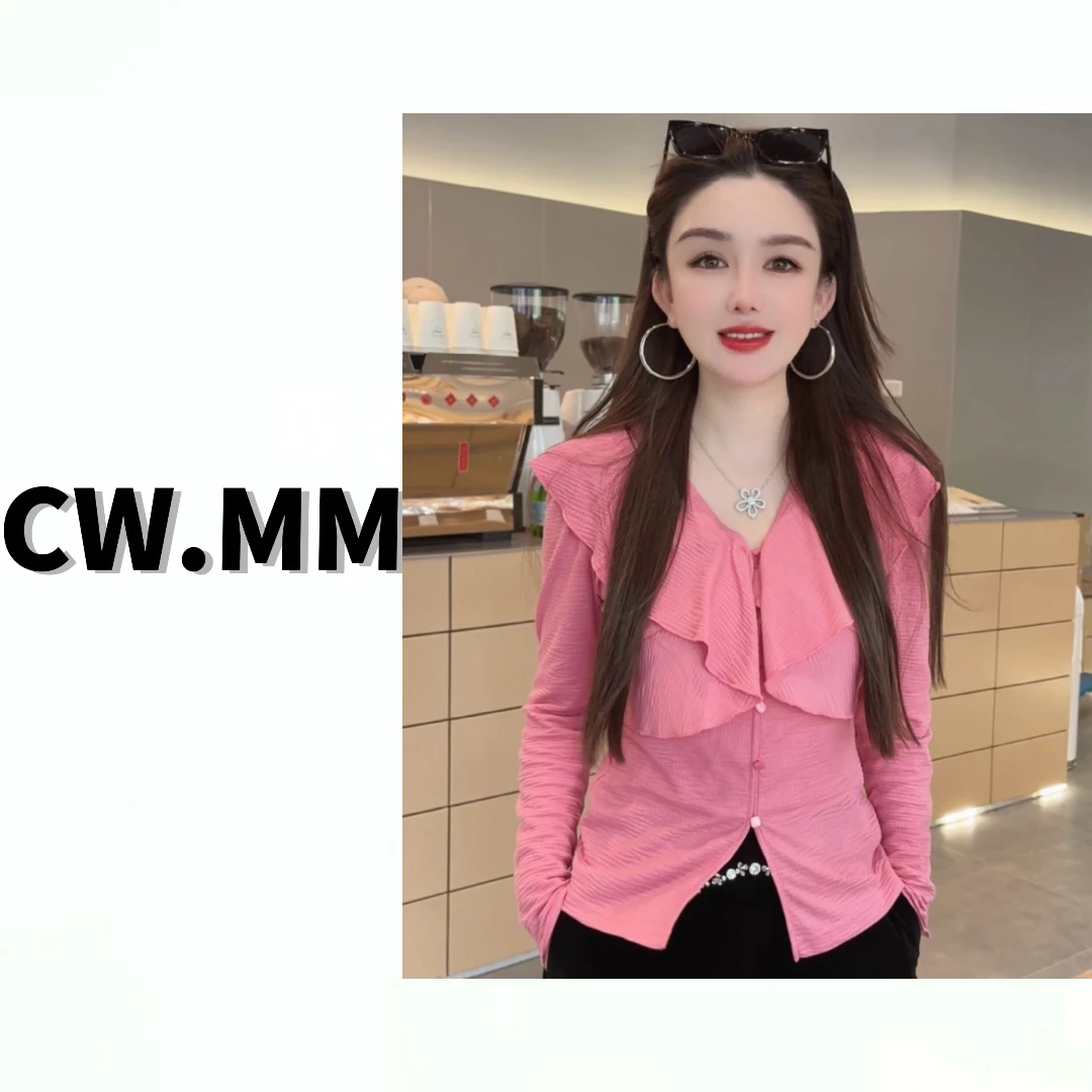 CW.MM 【甜蜜陷阱】气质荷叶边减龄高弹上衣