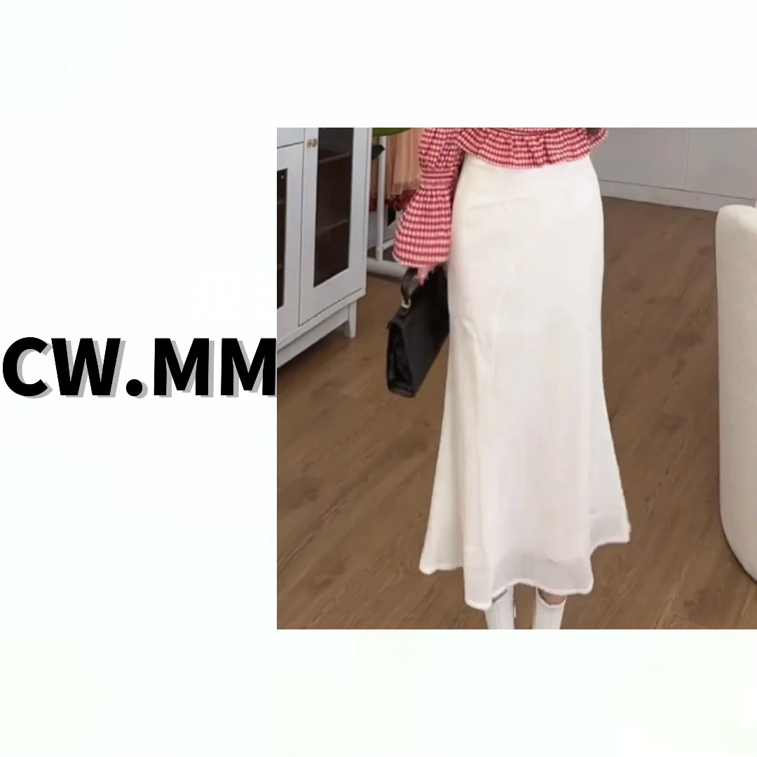 CW.MM 高腰后松紧亮片鱼尾气质半裙