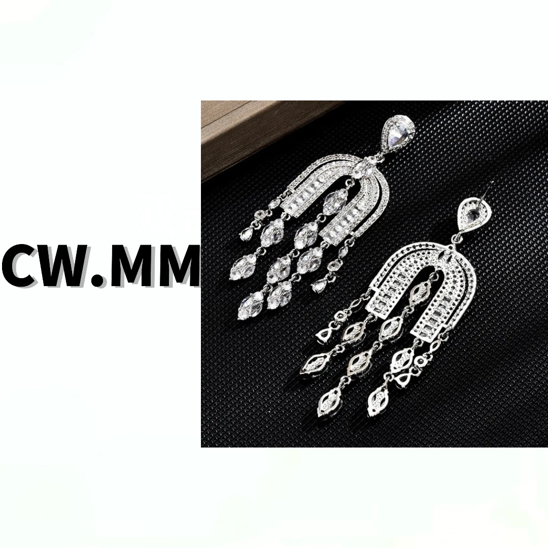 非金属硅胶耳饰 CW.MM 重工长款U型流苏耳环